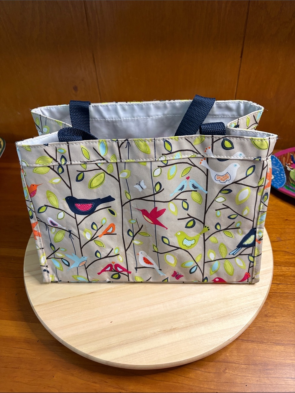 Thirty-One Gifts All-In-One mini organizer in the "Best Tweets" pattern.